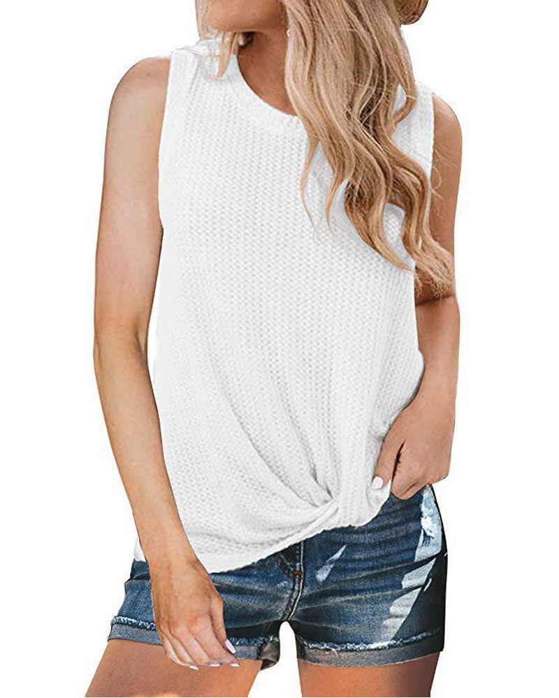 

Twist Design Casual Tank Top, White