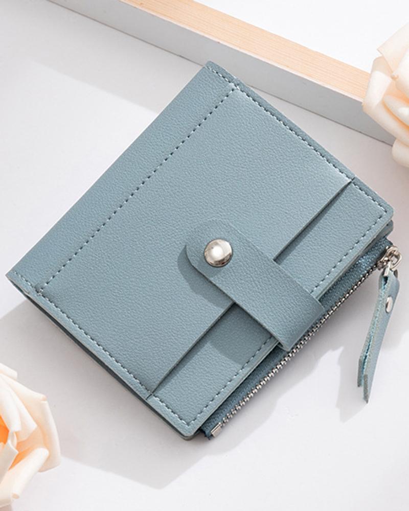 

Side Zipper Coin Credit Card Holder Wallet, Blue