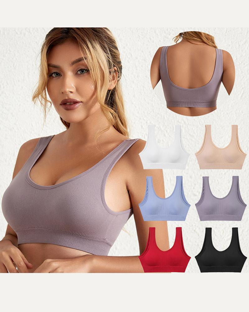 

Seamless Light Support Wireless Lift Workout Sports Yoga Bra, Purple