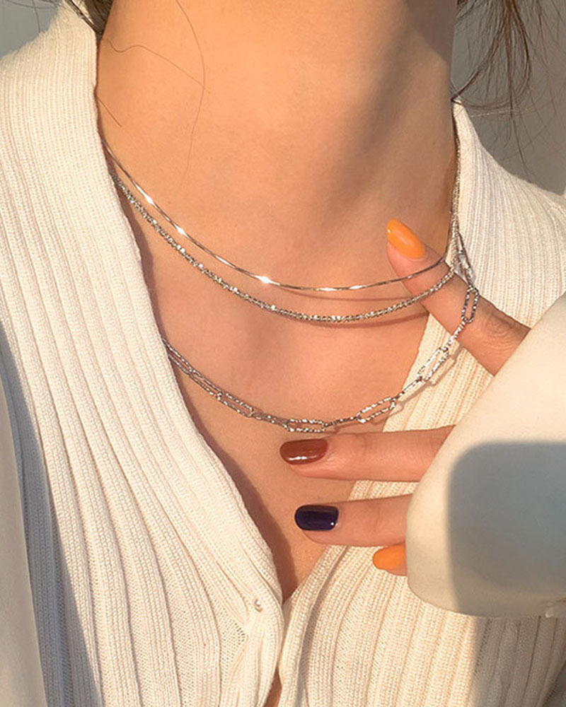 

1pc Minimalist Chain Necklace, Silver
