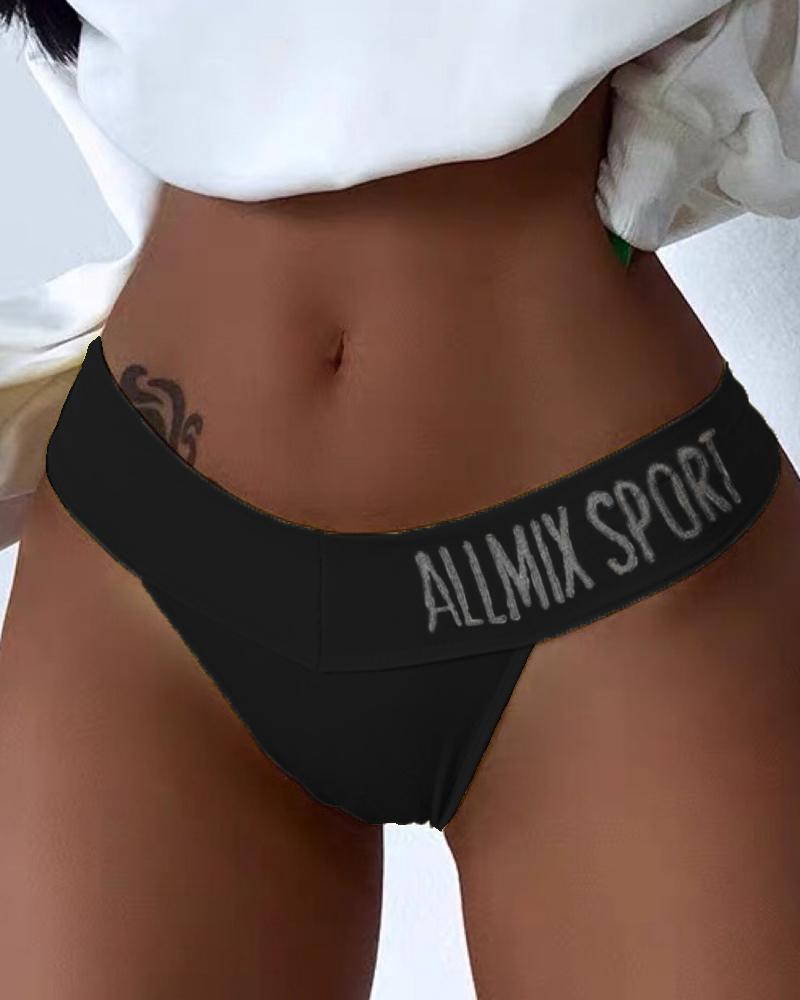 Letter Print G-string Sports Panty