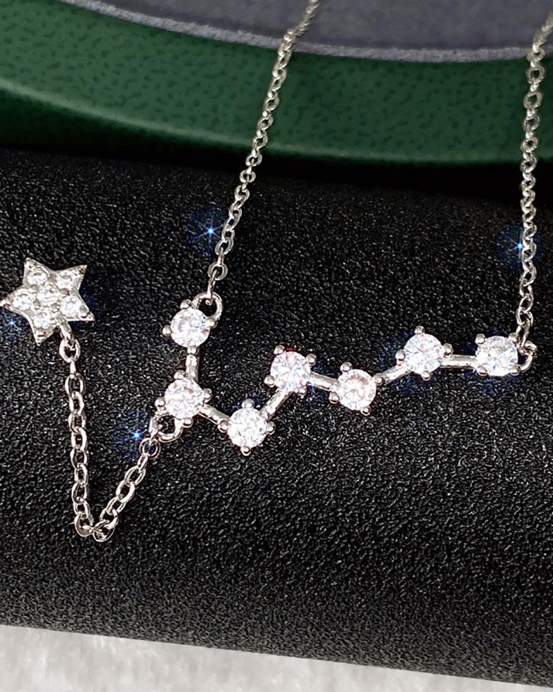 

Star Shaped Rhinestone Decor Pendant Necklace, Silver
