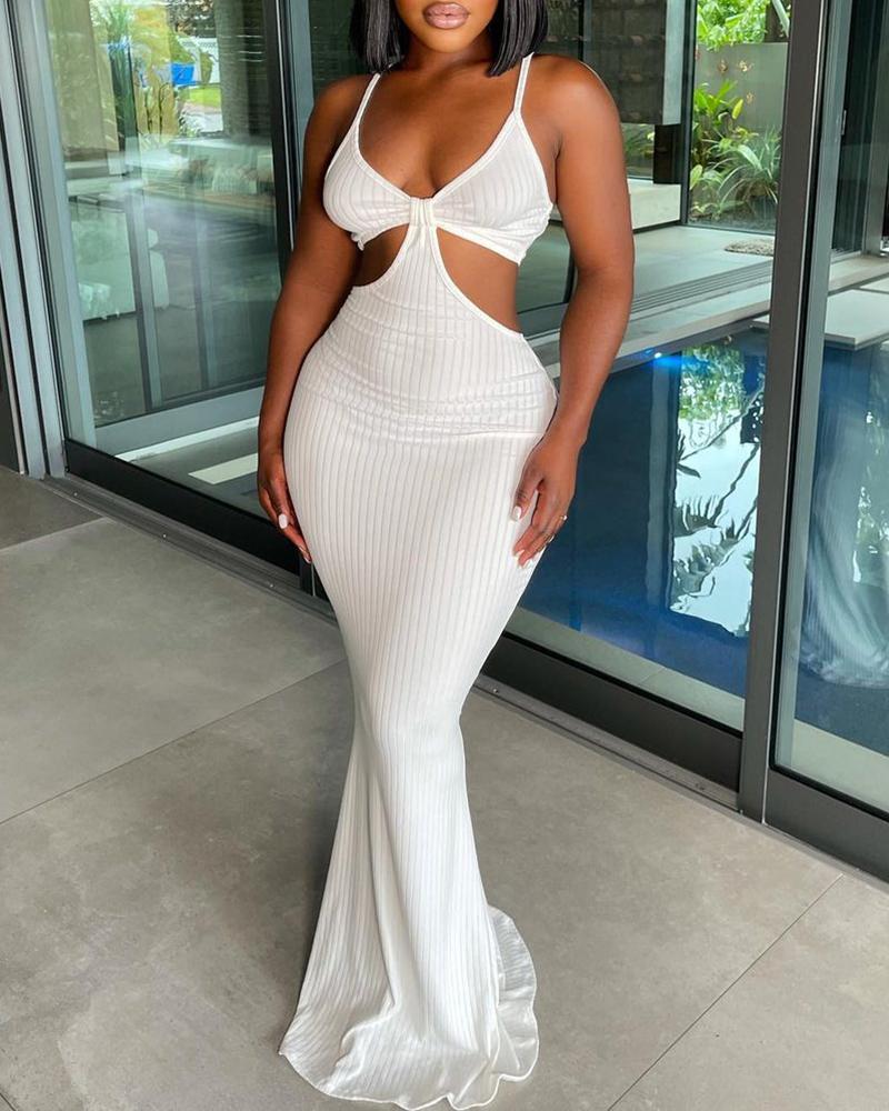 

Spaghetti Strap Cutout Skinny Maxi dress, White