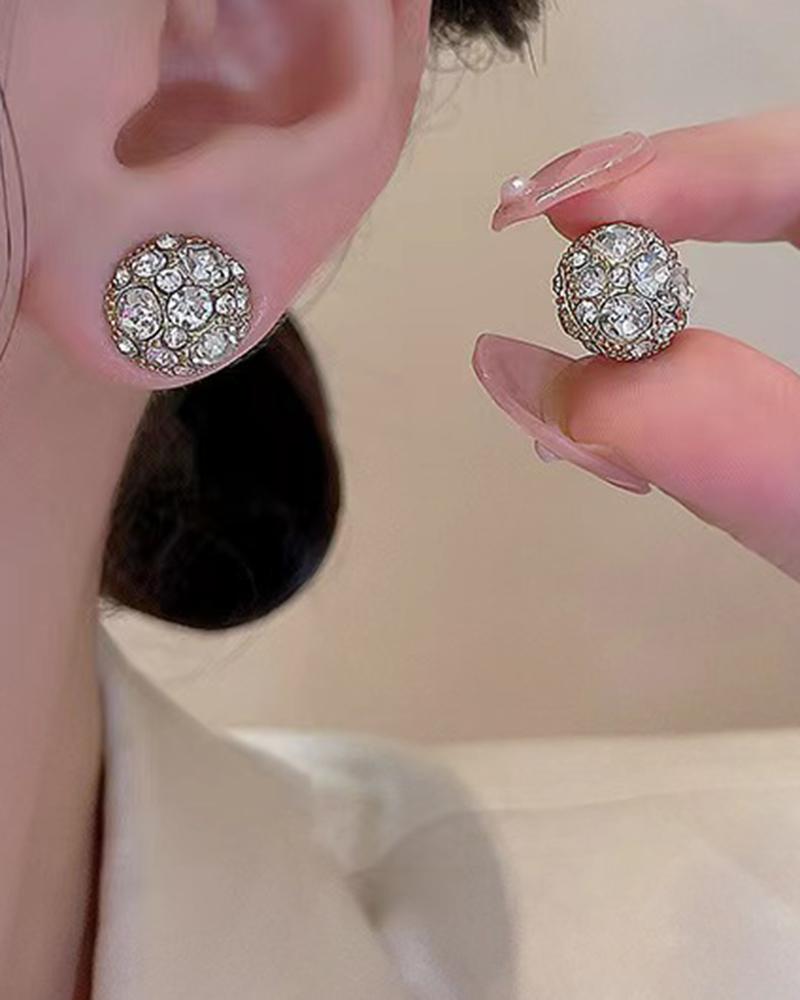 

1Pair Rhinestone Magnet Stud Earrings, Silver