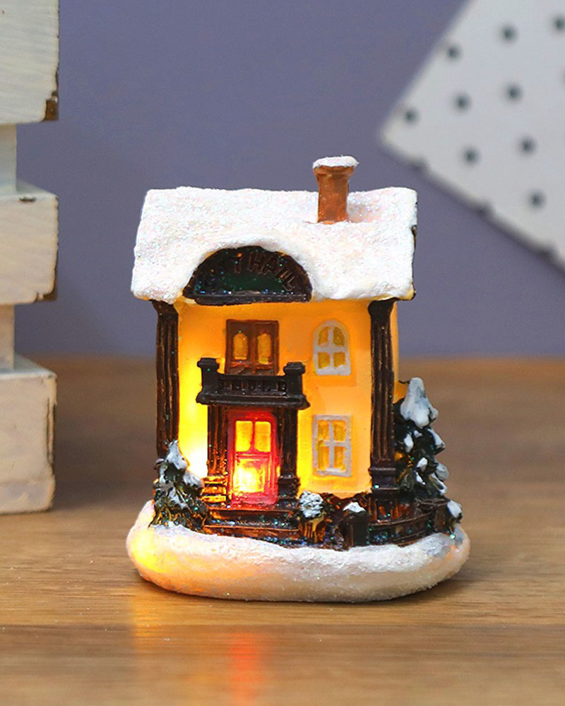 

Christmas Dollhouse Village Miniature Dollhouse LED Light Mini Resin House Birthday Gift Ornament Christmas Valentine's Day Home Decoration, Style3