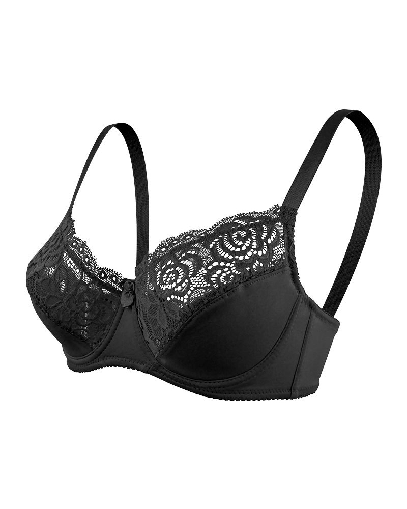 

Contrast Lace Push Up Bralette, Black