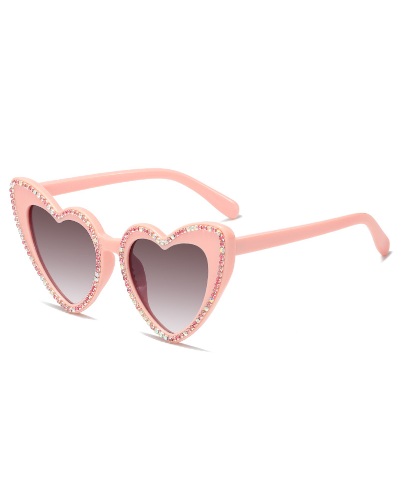 

1Pair Heart Shaped Frame Rhinestone Decor Sunglasses, Pink