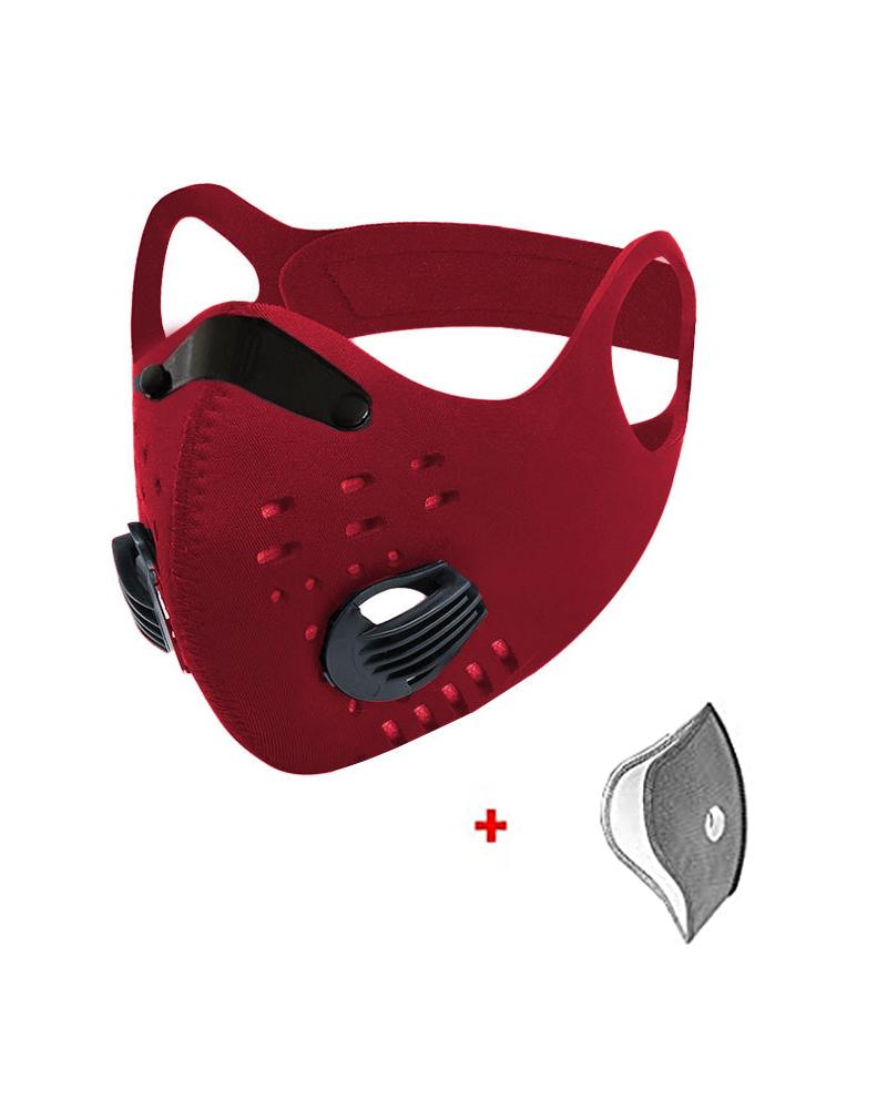 

Ear Loop Breathing Washable 2 Valves Face Mask（1 fliter as gift）, Red