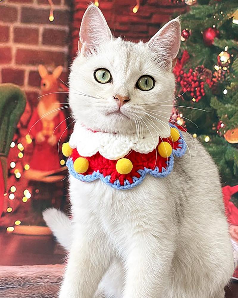 

Christmas Pet Collar Bib Handmade Knitted Pet Crochet Scarf Collar, Red