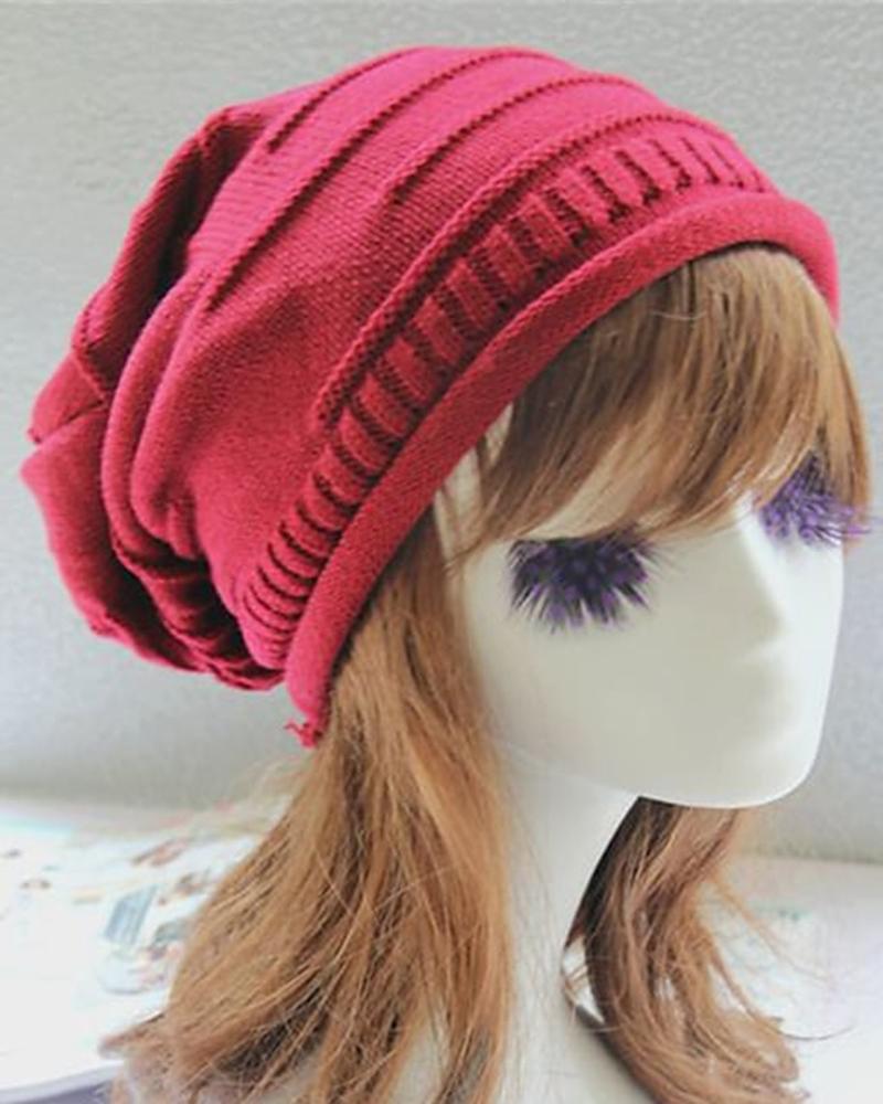 

Women's Beanie Slouchy Street Dailywear Casual Ruched Fall Winter Knit Hat, Red