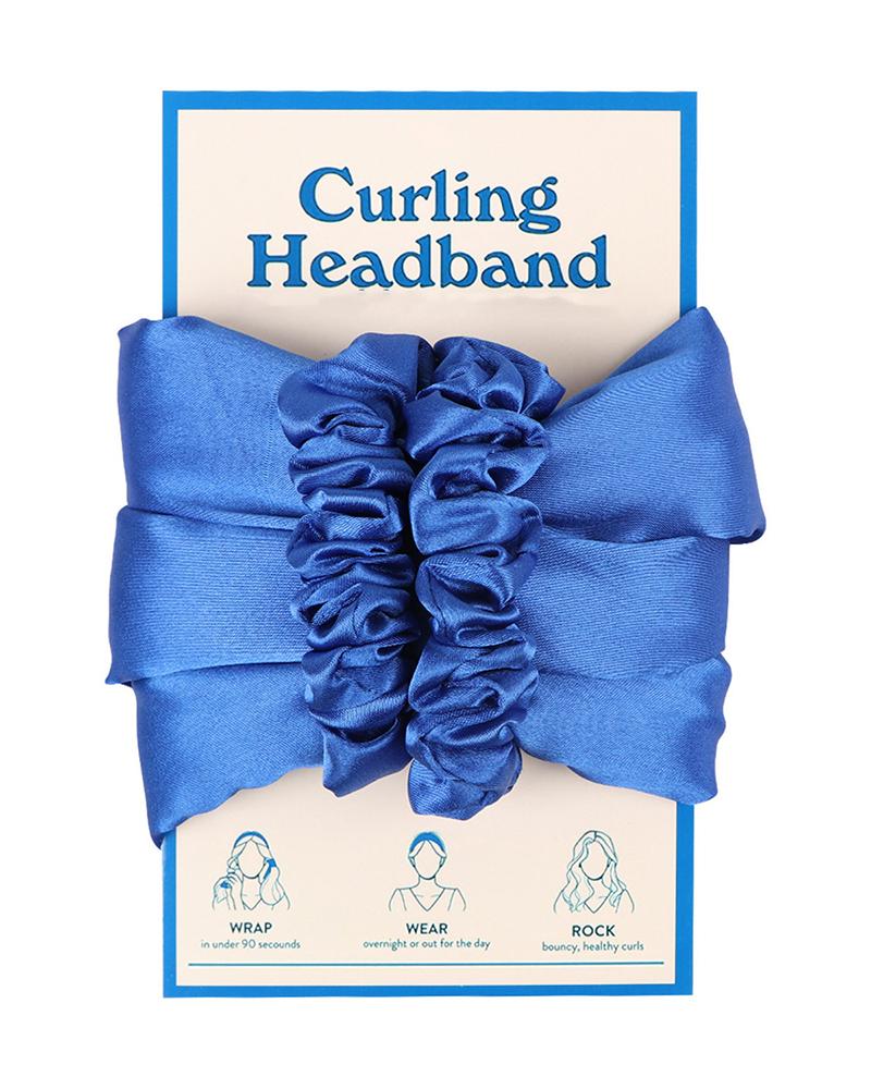 

Heatless Curling Headband Overnight Natural Rod Ribbon Lazy Hair Curlers Wraps Kit For Long Hair, Blue