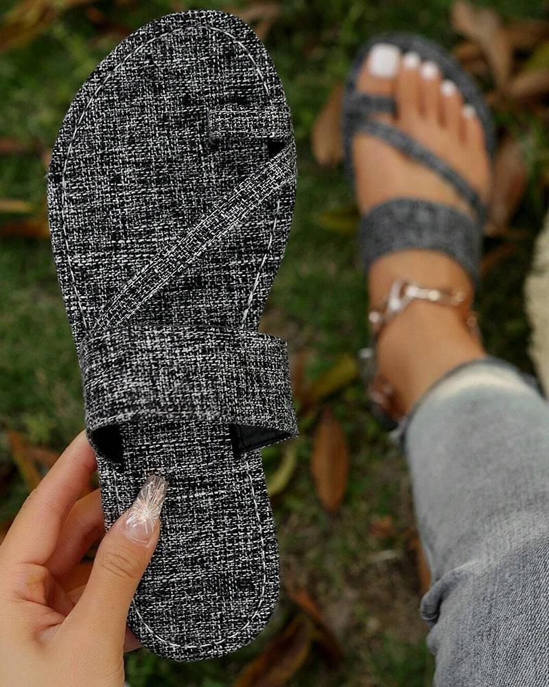 

Toe Ring Summer Casual Flip Flops, Gray