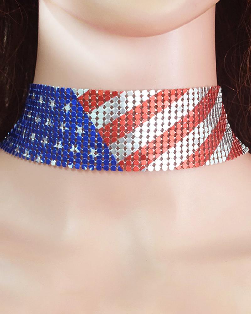 

1pc Independence Day USA Flag Choker, Multicolor