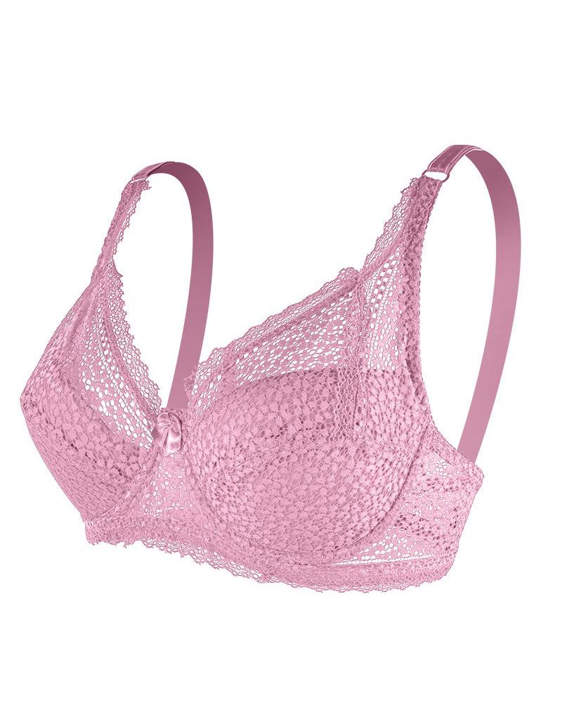 

Bow Decor Lace Push Up Bralette, Pink