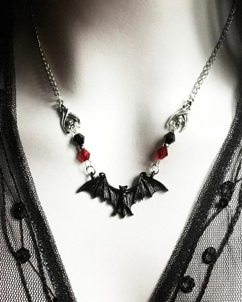 

1pc Halloween Gothic Bat Pendant Necklace, Black