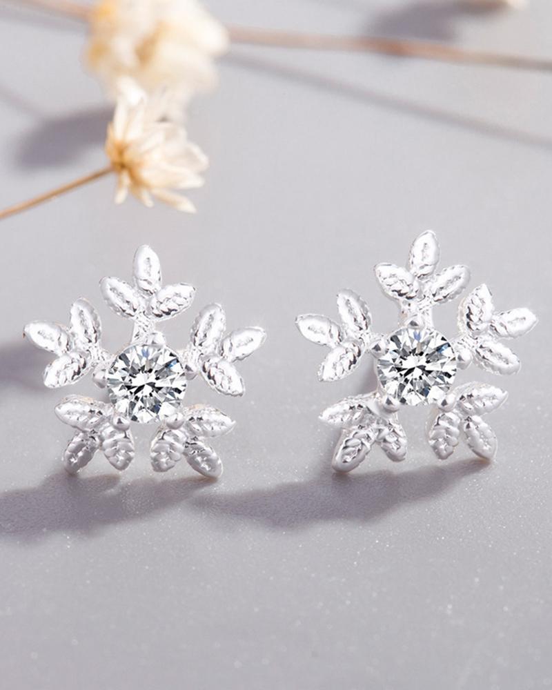 

1Pair Christmas Snowflake Shaped Earrings, Silver