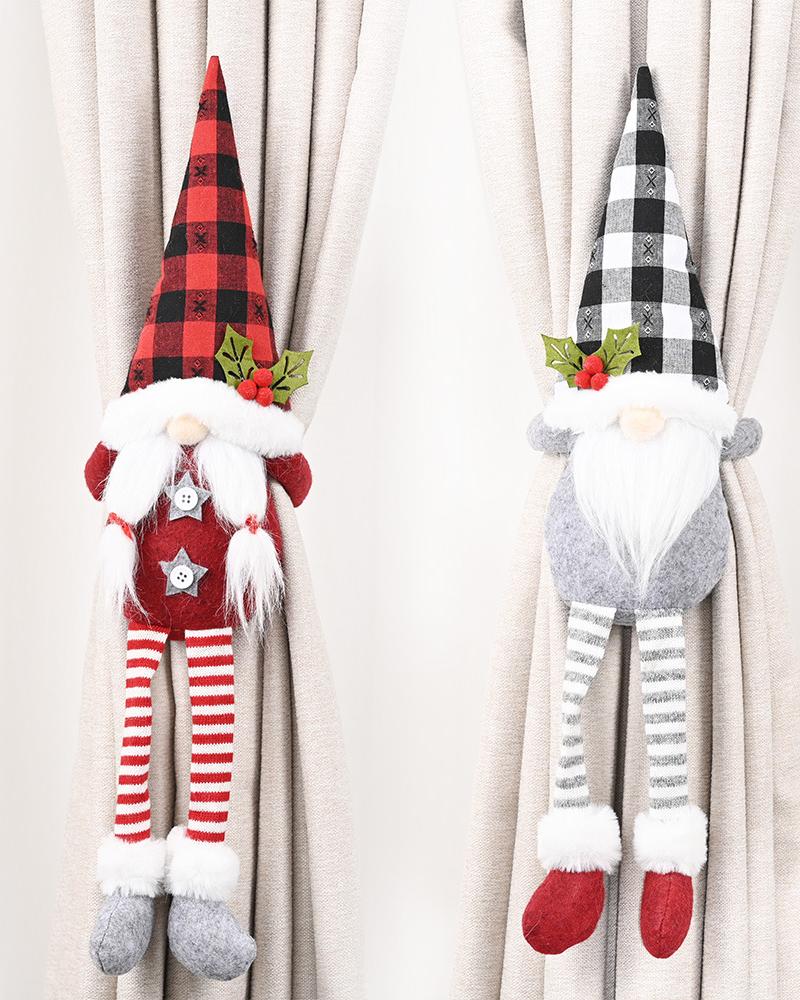 

1pc Christmas Curtain Buckle Tieback Decoration Gnome Drapes Holder Home Window Xmas Ornament, Red