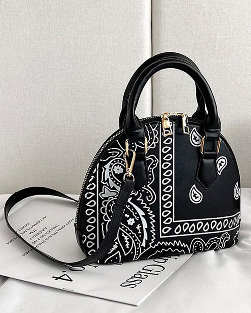 

Paisley Top Handle Vintage Handbag, Black