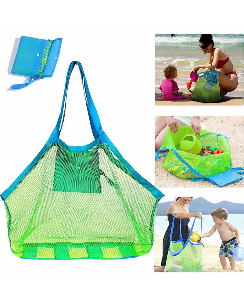 

Portable Foldable Fishnet Beach Travel Bag Toiletry Jewelry Organizer Tote Bag, Blue