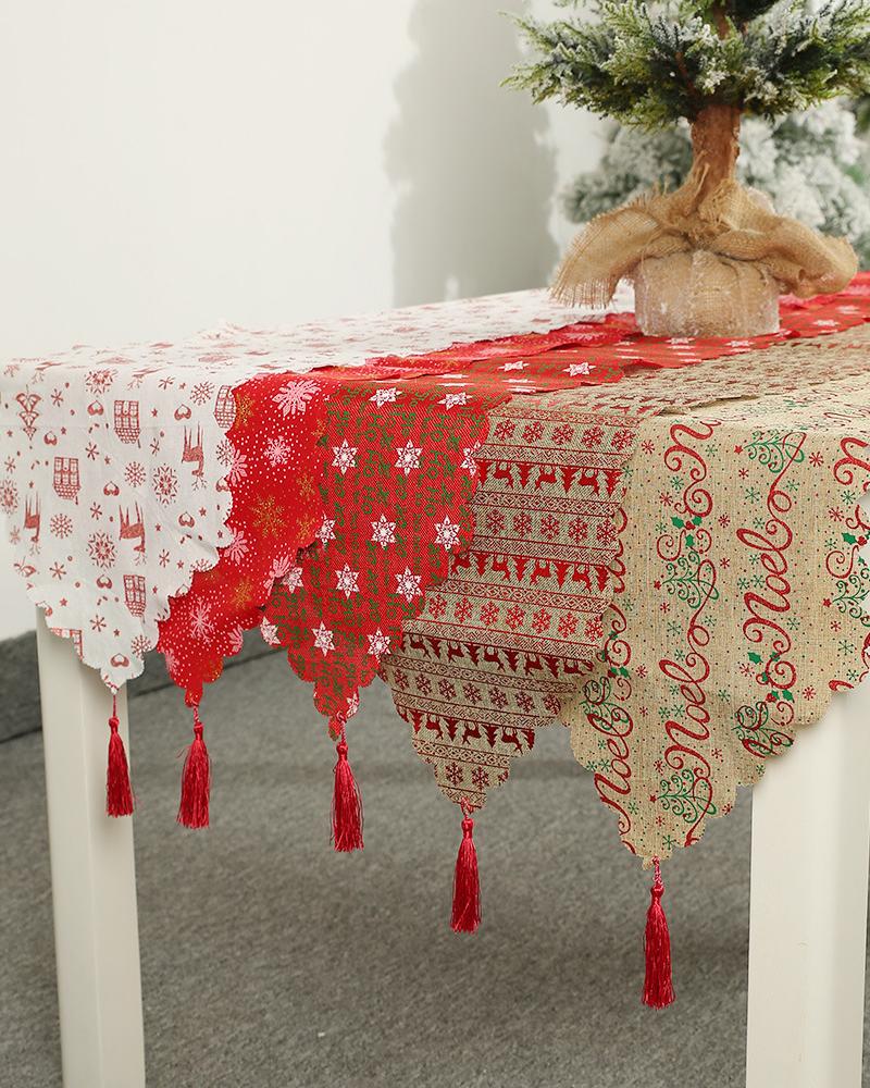 

1pc Christmas Table Runner Seasonal Winter Holiday Kitchen Dining Table Decoration Indoor Outdoor Home Party Supplies, Style2