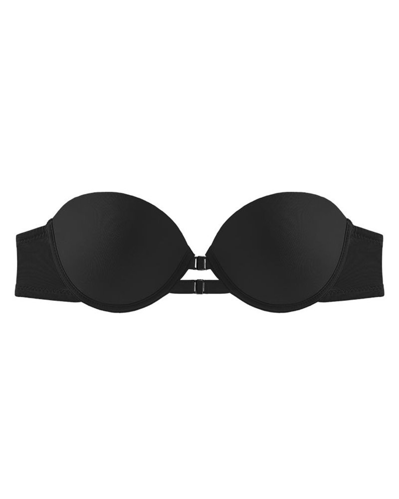 

Solid Front-Close Strapless Push Up Bra, Black