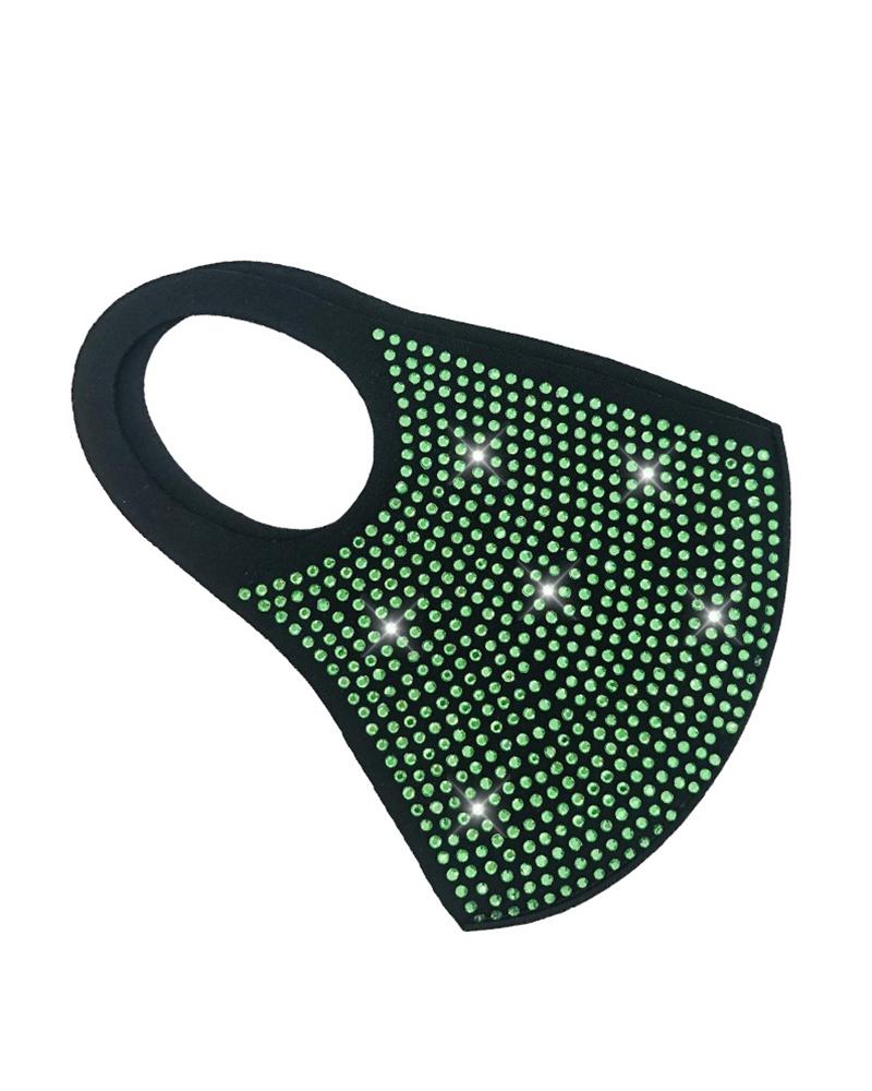 

Studded Colorblock Ear Loop Breathable Mouth Mask Reusable, Green