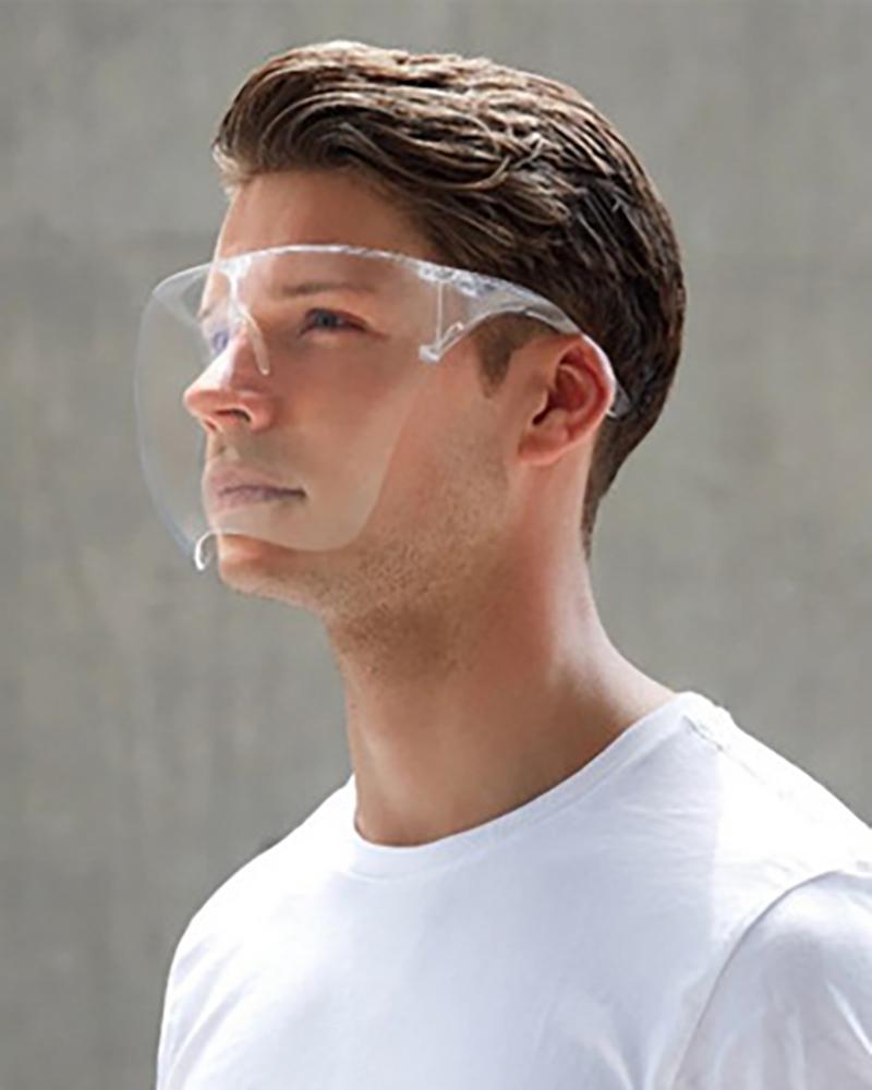 

Protective Full Face Shield With Glasses Anti-Fog Clear Reusable Protective Plastic Face Mask Shield, White
