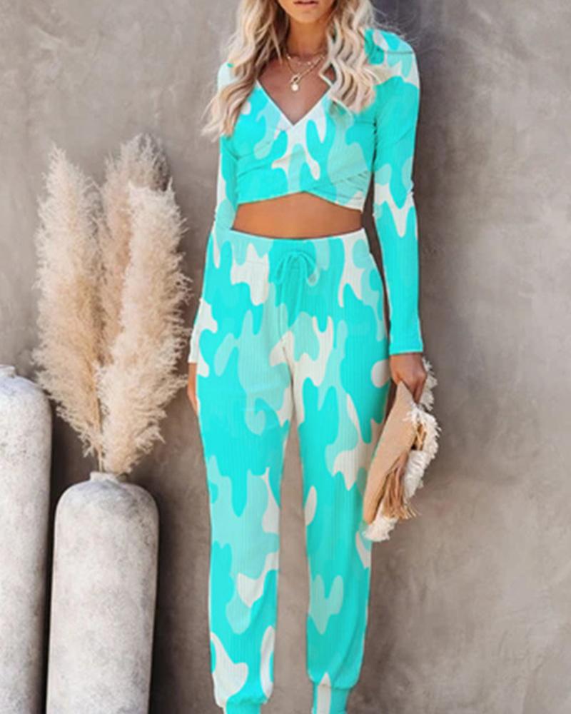 

Tie-dye Long Sleeve Suit Sets, Sky blue