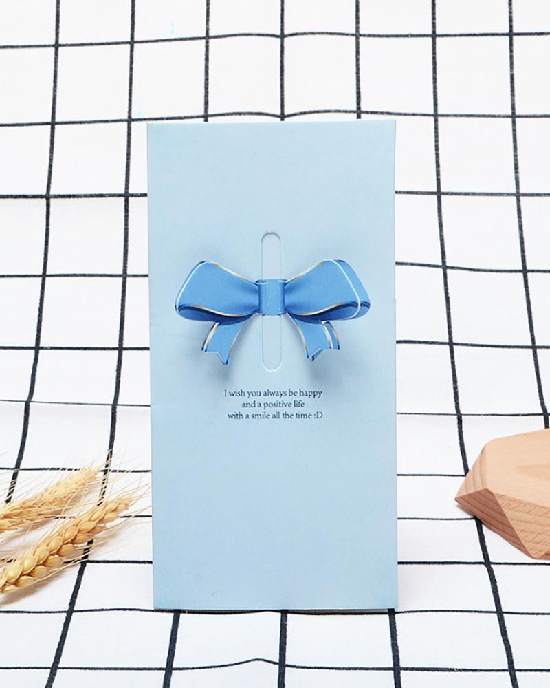 

1PCS 3D Bowknot Decor Greeting Card, Blue