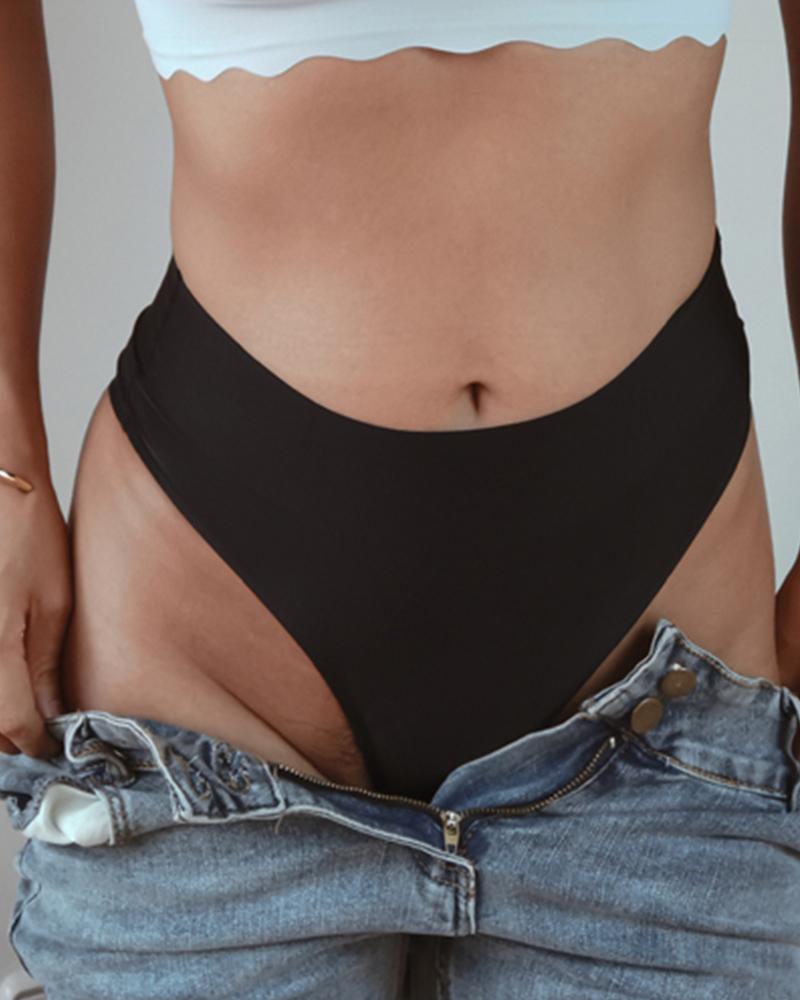 

Solid Skinny T-String Panties, Black