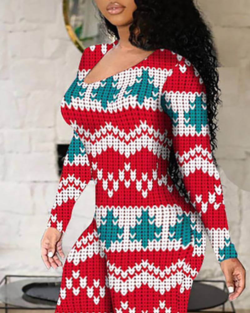 

Christmas Graphic / Deer / Tree Print Cutout Onesie, Style3