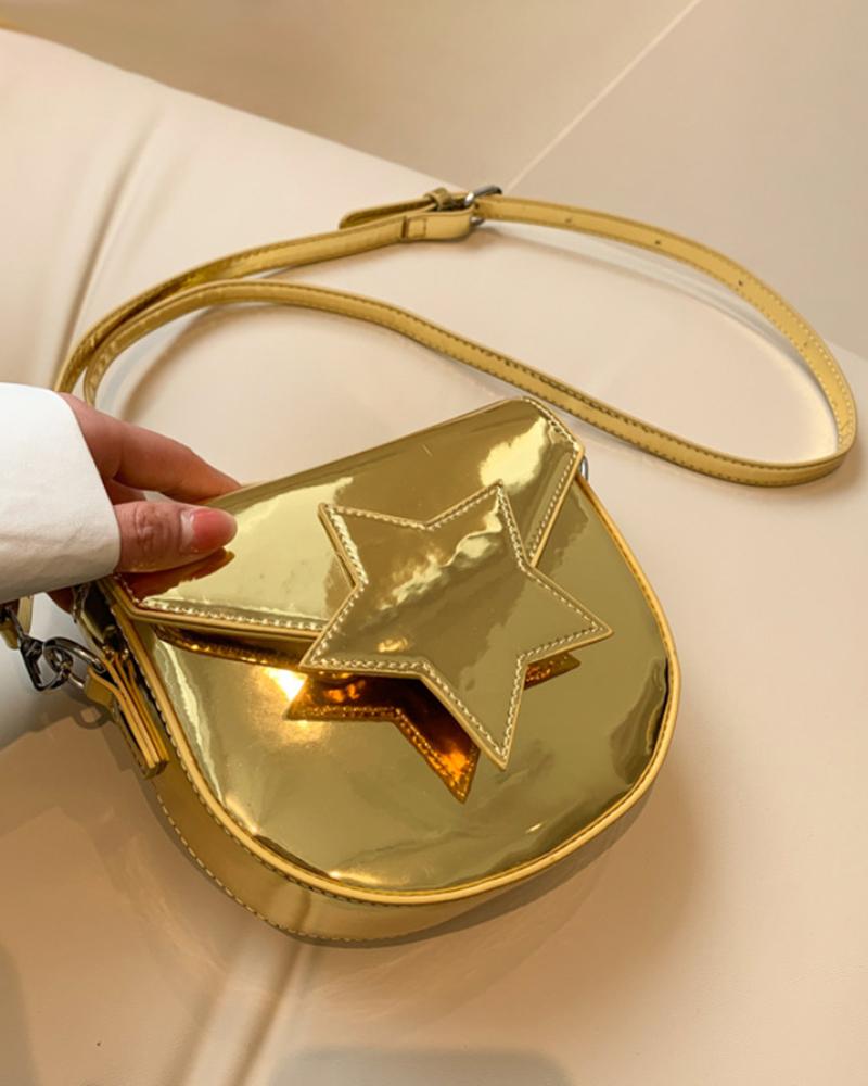 

Star Flap Shoulder Bag, Gold