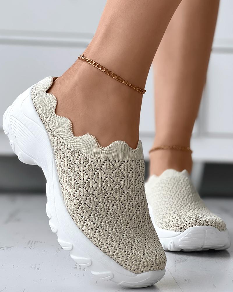

Slip On Breathable Knit Sneakers, Beige