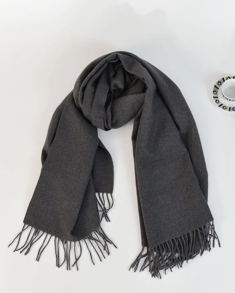 

Tassel Design Warm Long Scarf, Gray