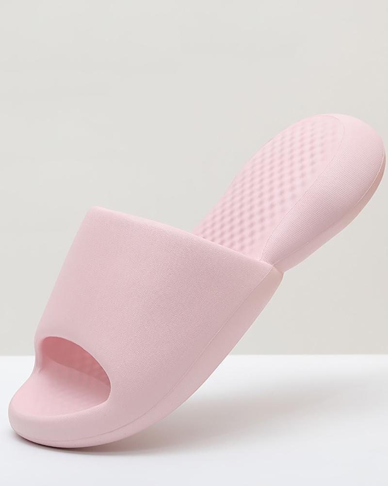 

Soft Round Toe Bathroom Slippers, Pink