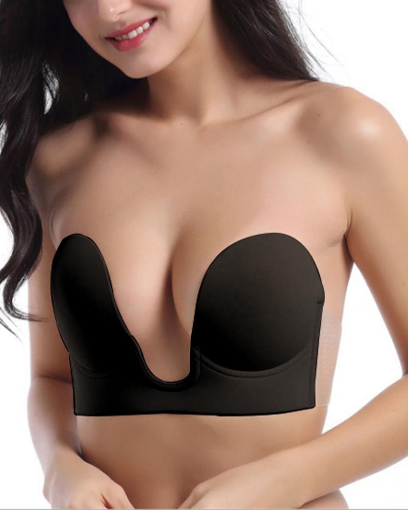 

Silicone Push Up Invisible Bra Strapless Self Adhesive Nipple Cover Bust Lifter, Black