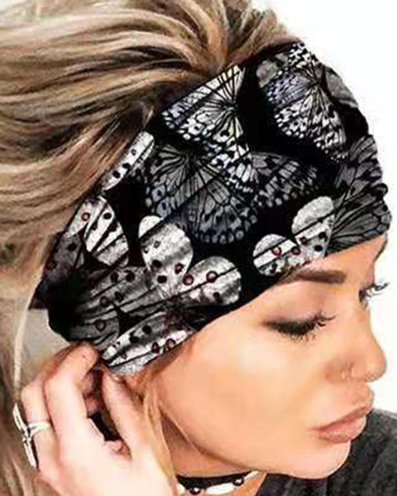 

Vintage Butterfly Yoga Sports Headband, Black