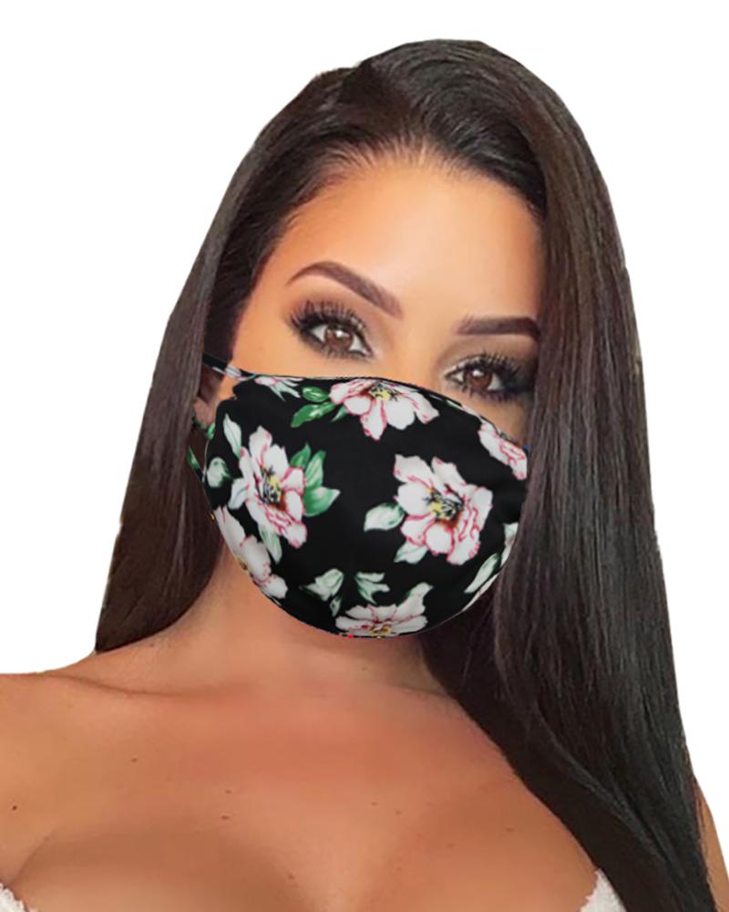 

Floral Print Breathable Mouth Mask Washable And Reusable, Black