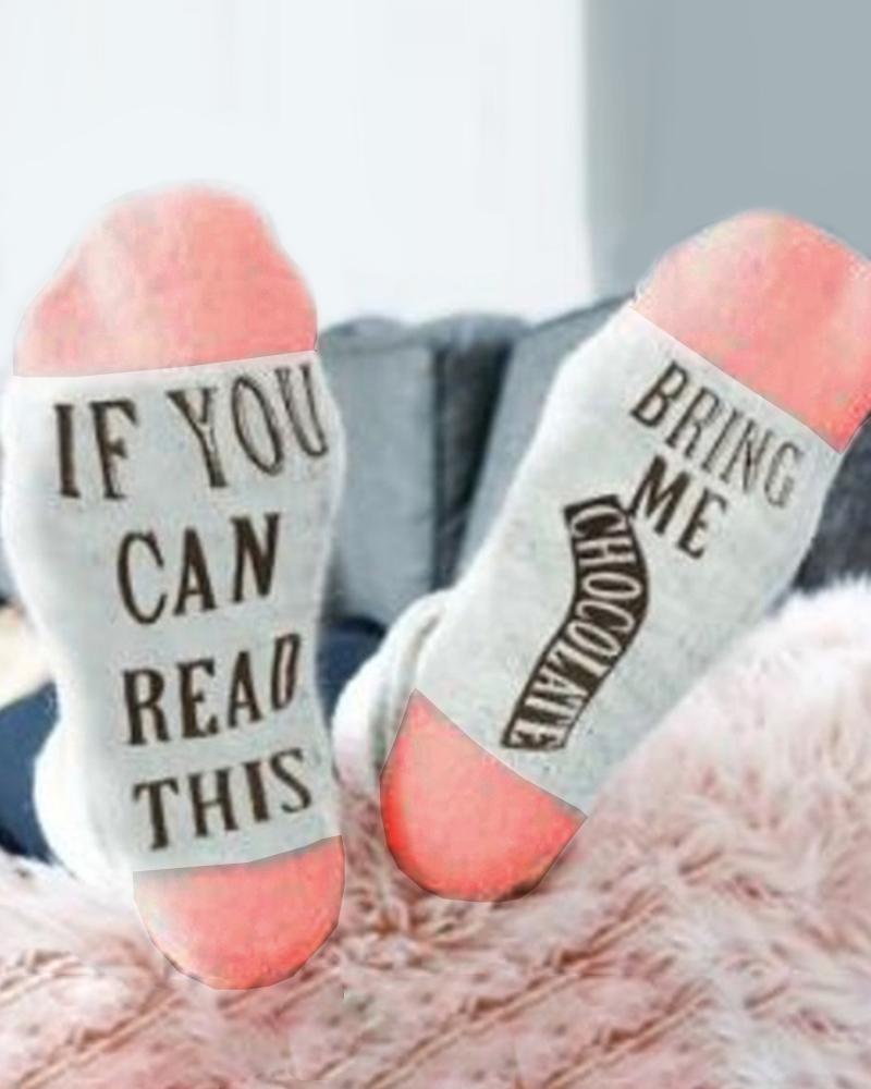

Letter Print Colorblock Socks, Pink