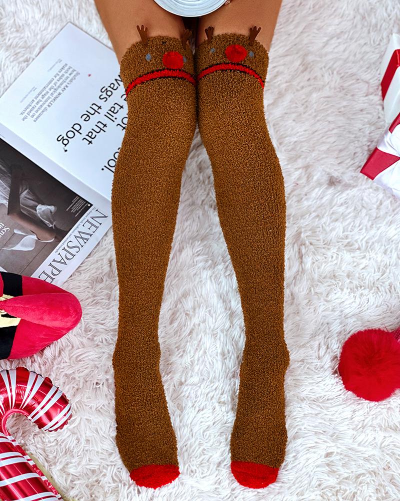 

1Pair Christmas Cartoon Thigh Socks Warm Stockings, Style2