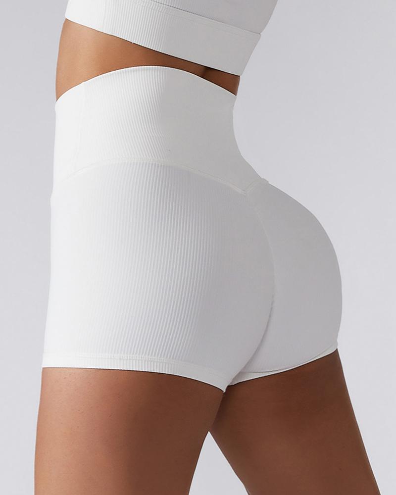 

High Waist Tummy Control Butt Lifting Active Shorts, White