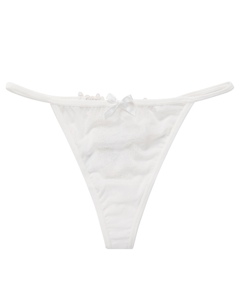 Sheer Mesh Crochet Lace Thong Panty