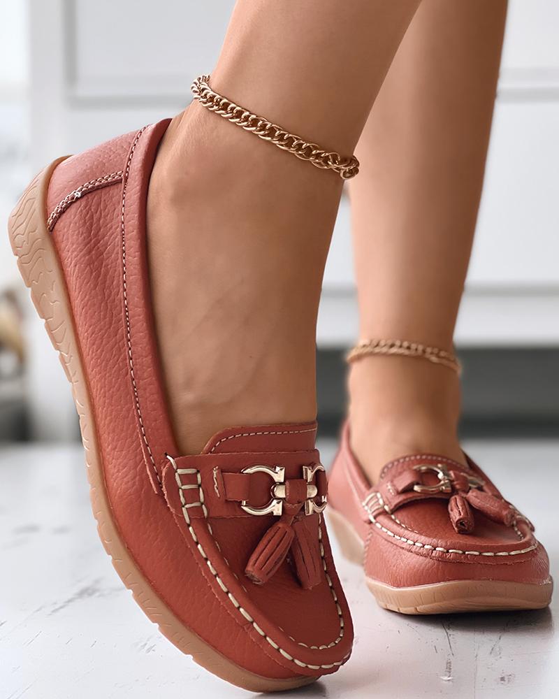 

PU Leather Slip On Loafers, Orange