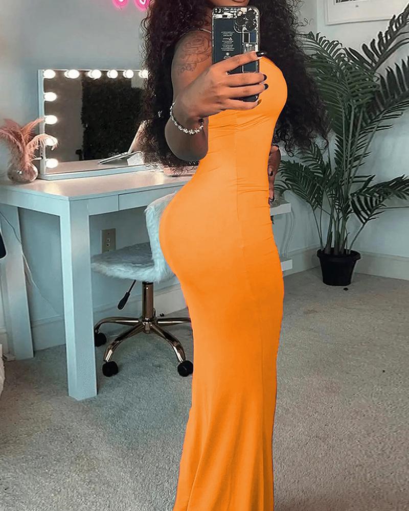 

Spaghetti Strap U-Neck Mermaid Dress, Orange