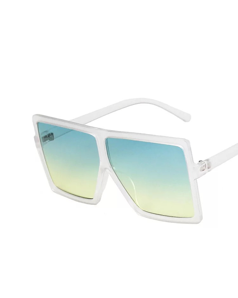 

1Pair Ombre Lens Flat Top Fashion Sunglasses, Green