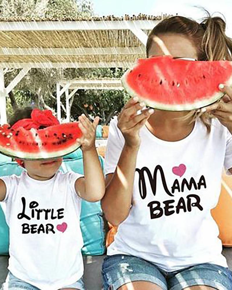 

Mommy & me Letter Heart Print Short Sleeve T-shirt For Kids, White