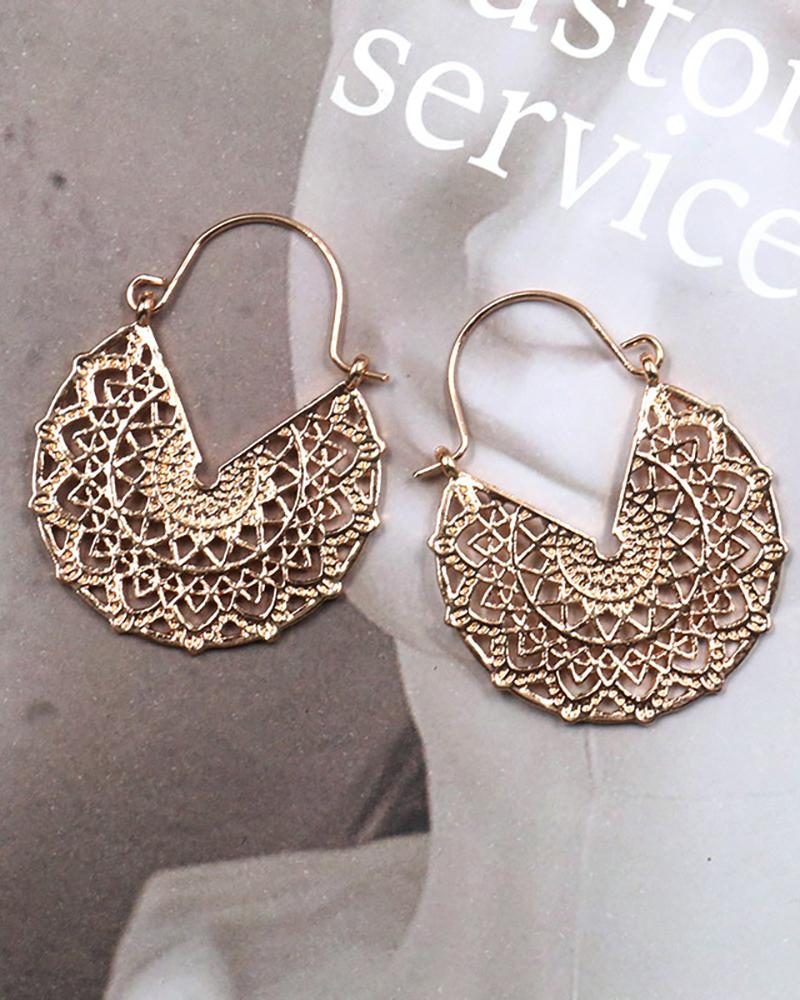 

1Pair Hollow Out Vintage Earrings, Gold