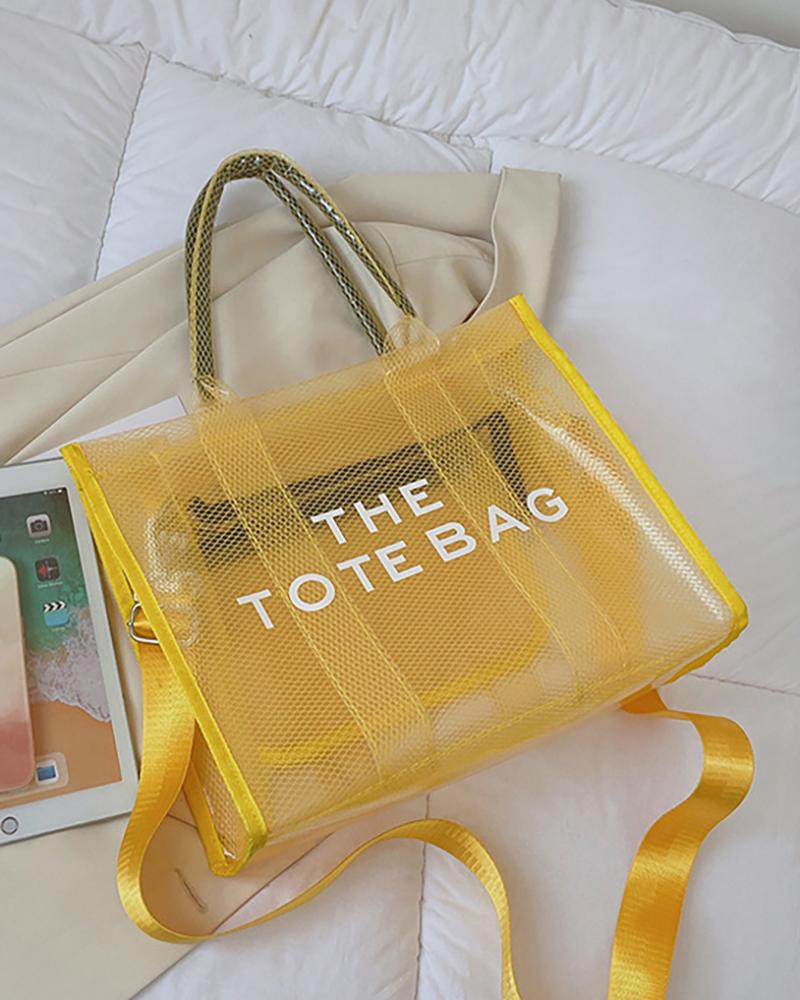 

Travel Versatile Transparent Shoulder Tote Bags, Yellow