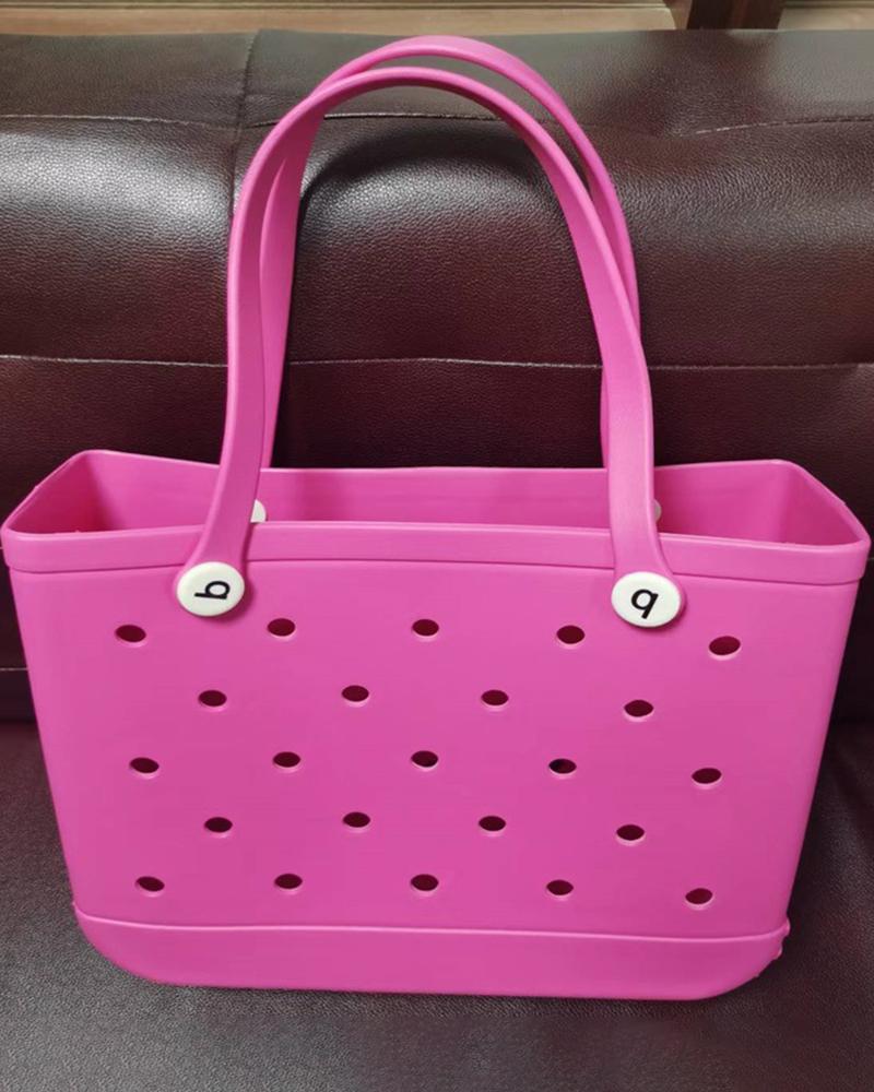 

Hollow Out Large Capacity Beach Handbag, Hot pink