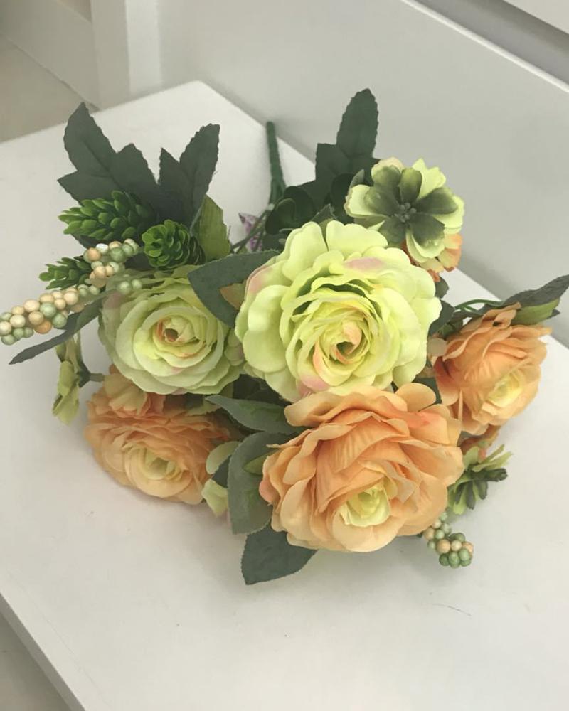 

Artificial Flowers Silk Peony Rose Real Touch Fake Flowers with 11 Heads Vintage Bouquet for Home Wedding Party Decoration, Yellow